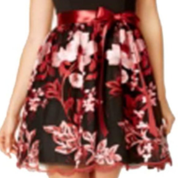 🌻 Teeze Me Juniors' Embroidered Fit & Flare Dress - Picture 4 of 6